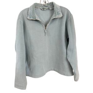 Eddie Bauer Vintage 90s Blue Quarter Zip Fleece Lined Boxy Oversized Sweater S